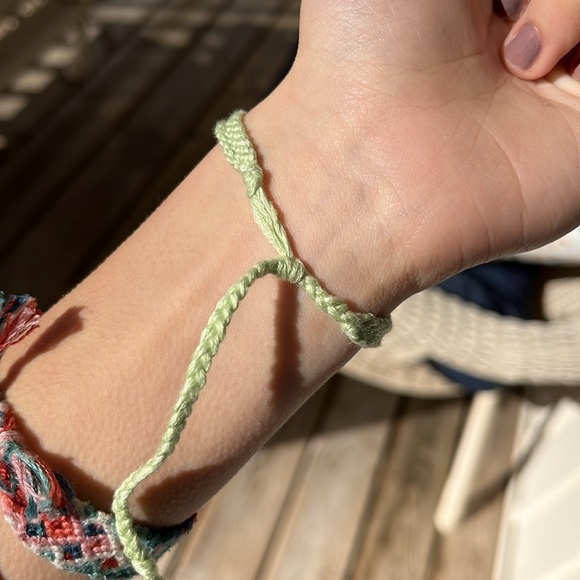 5 for $25 - Handmade, pastel green woven adjustable, friendship bracelet - Picture 2 of 3